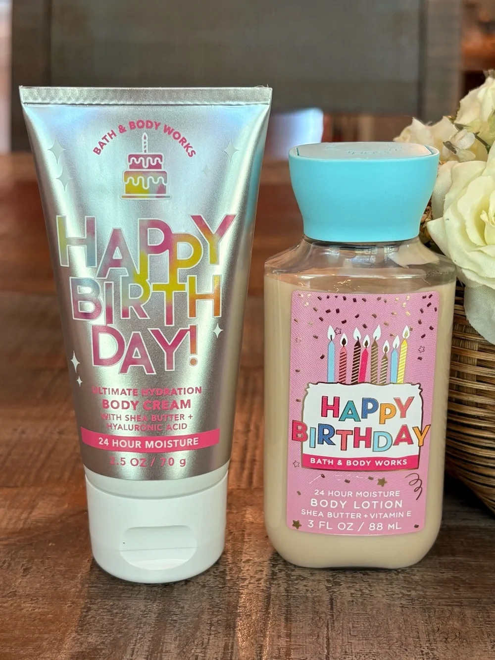 NEW Bath & Body Works HAPPY BIRTHDAY Travel BODY CREAM & BODY LOTION Set!